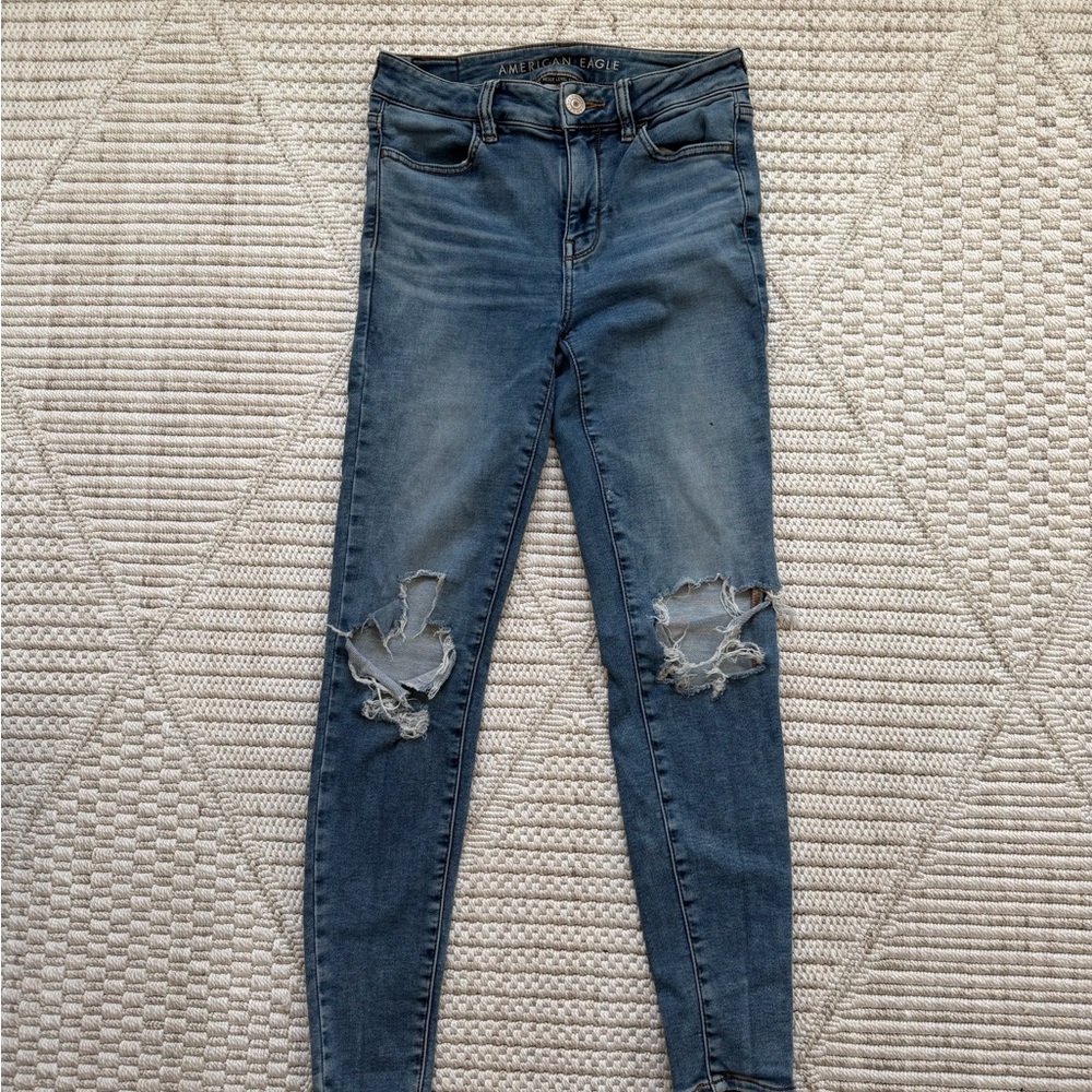 American Eagle Outfitters Ripped Blue Skinny Jeans